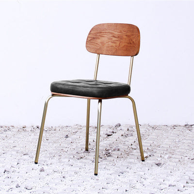 Modern Minimalist Square Metal PU Leather Four Legs  Dining Chair Backrest For Dining Room