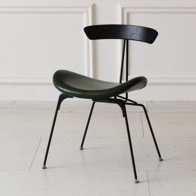 Chaise de salle à manger contemporaine en fourmi industrielle, bois, armature en cuir, tissu, éponge avec dossier pour salle à manger 