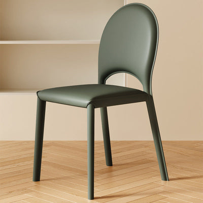 Moderner minimalistischer quadratischer ovaler Rücken aus echtem Leder Kohlenstoffstahl Esszimmerstuhl für das Esszimmer 