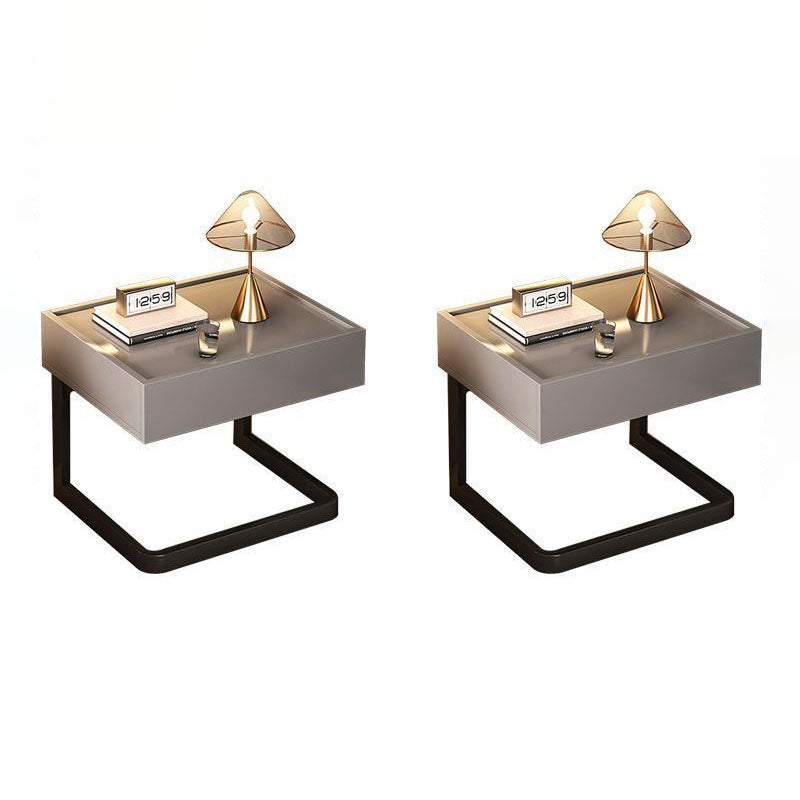 Modern Minimalist Rectangular MDF Steel Nightstand 1-Drawer For Bedside
