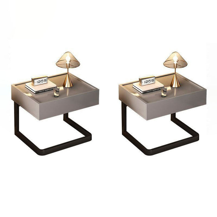 Modern Minimalist Rectangular MDF Steel Nightstand 1-Drawer For Bedside