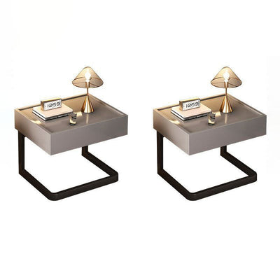 Table de chevet moderne minimaliste rectangulaire en panneau manufacturé avec 1 tiroir pour le côté du lit 