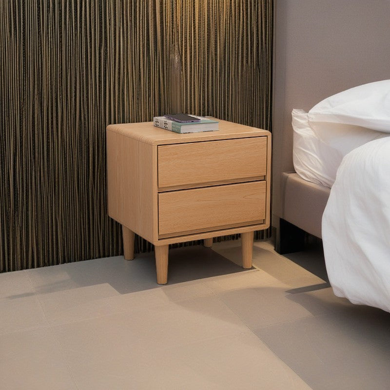 Mesita de noche moderna de simplicidad cuadrada cúbica rectangular de madera de caucho con 1/2 cajón para al lado de la cama 