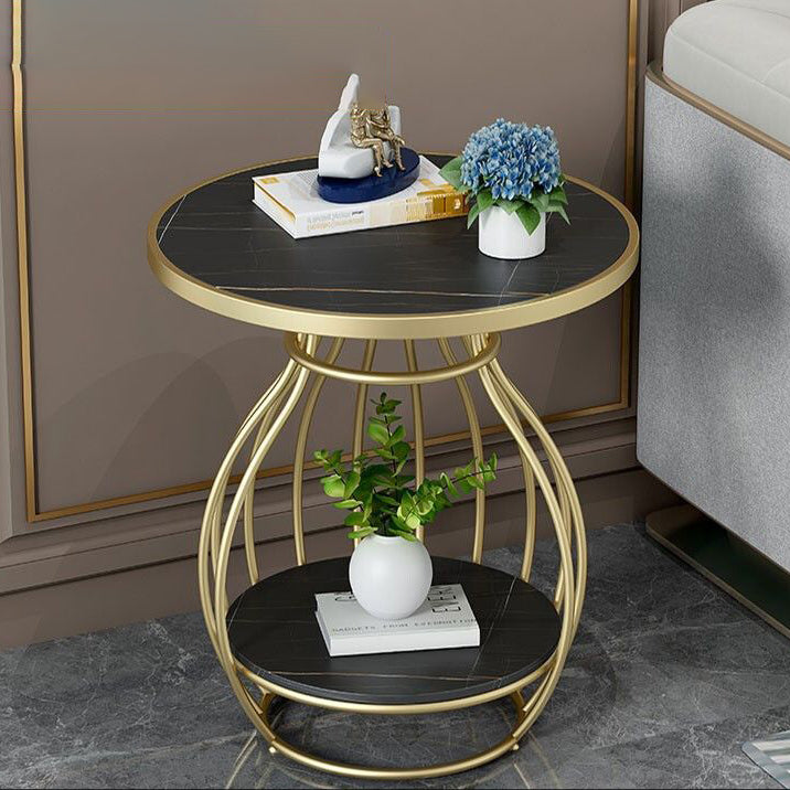 Table basse ronde contemporaine en forme de cage à oiseaux en métal inoxydable ardoise pour salon 