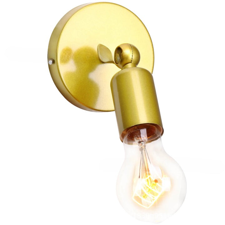 Contemporary Industrial Iron Round Exposed Bulb 1-Light Wall Sconce Lamp For Entryway