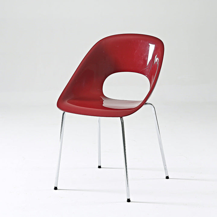 Silla de comedor contemporánea y creativa con respaldo cuadrado calado de plástico y hierro para comedor 