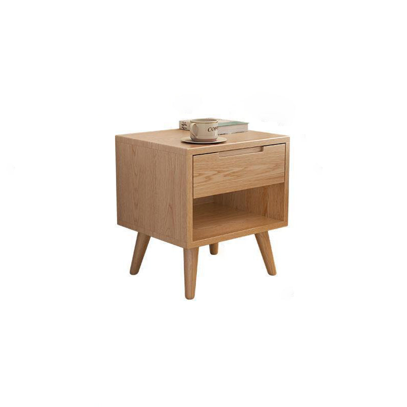 Table de nuit carrée en bois de caoutchouc moderne avec 1/2 tiroir pour chevet 