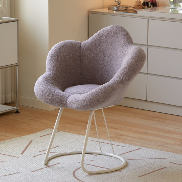 Tabouret de coiffeuse moderne minimaliste rond en métal avec dossier sans accoudoirs en laine d&
