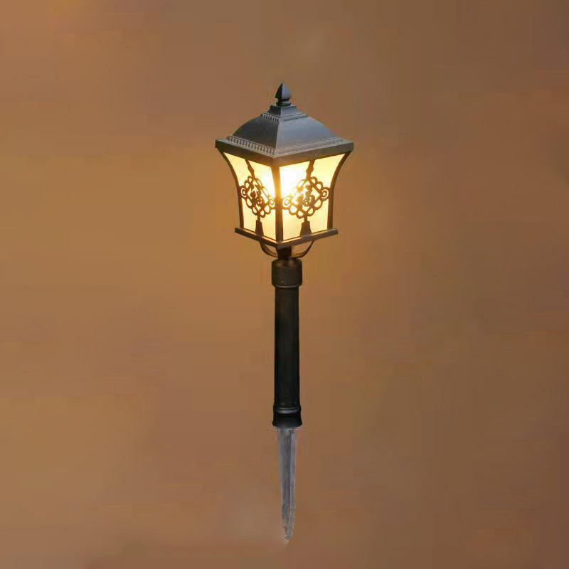 Traditional Chinese Solar Waterproof Aluminum Iron Glass Column LED Landscape Lighting Outdoor Light For Garden