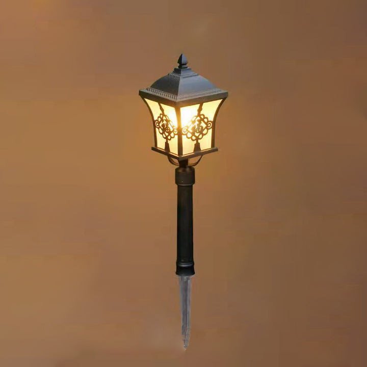 Traditional Chinese Solar Waterproof Aluminum Iron Glass Column LED Landscape Lighting Outdoor Light For Garden