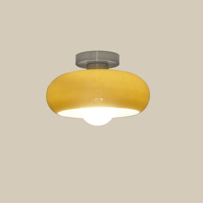 Modern Minimalist Iron Round 1-Light Semi-Flush Mount Ceiling Light