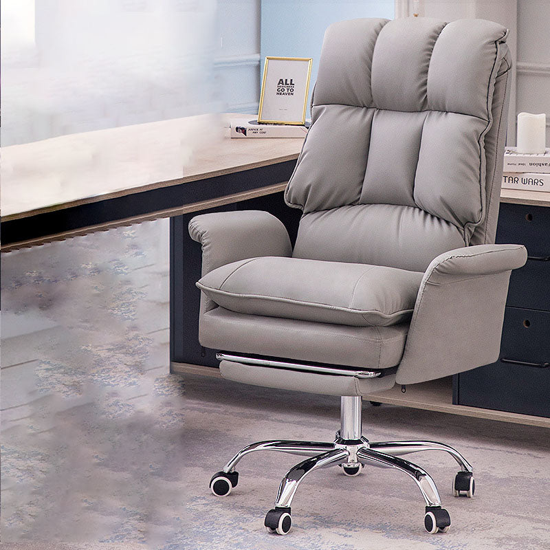 Moderner minimalistischer quadratischer rechteckiger PU-Leder-Edelstahl-Schreibtischstuhl mit Rückenlehne und Armlehne für das Home Office 