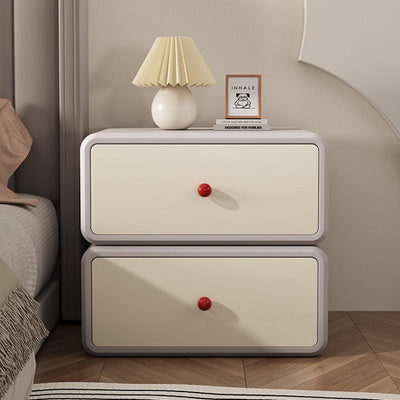 Table de chevet moderne minimaliste carré en bois massif céramique avec cuir anti-griffes pour chat, 2 tiroirs pour chambre 