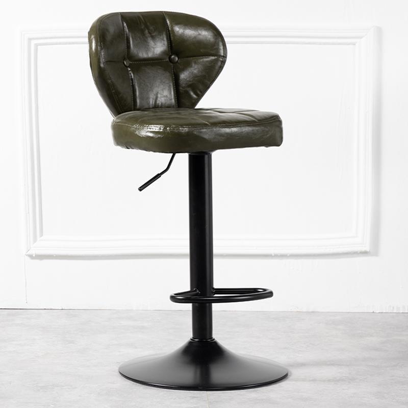 Tabouret de bar métallique carré minimaliste moderne en cuir ciré huilé avec dossier sans accoudoirs pour salle à manger 
