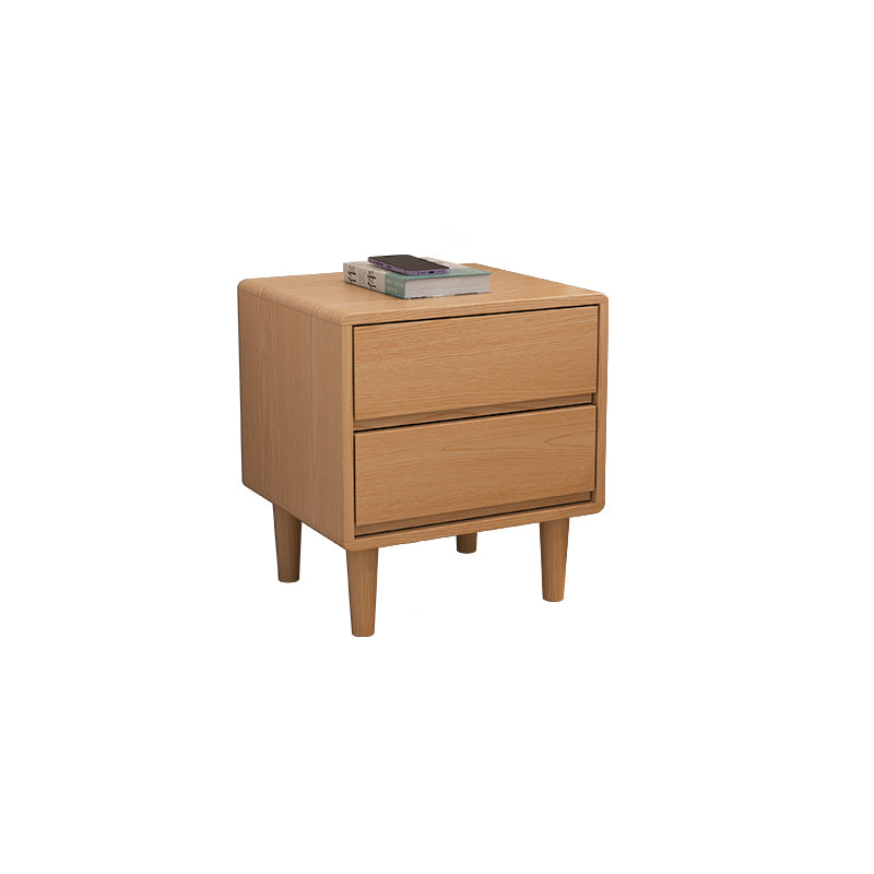 Mesita de noche moderna de simplicidad cuadrada cúbica rectangular de madera de caucho con 1/2 cajón para al lado de la cama 