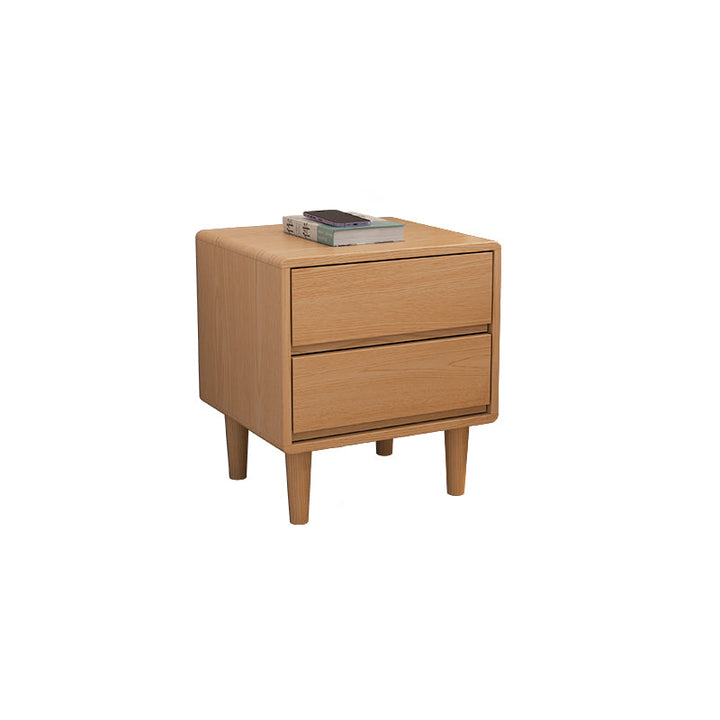 Mesita de noche moderna de simplicidad cuadrada cúbica rectangular de madera de caucho con 1/2 cajón para al lado de la cama 