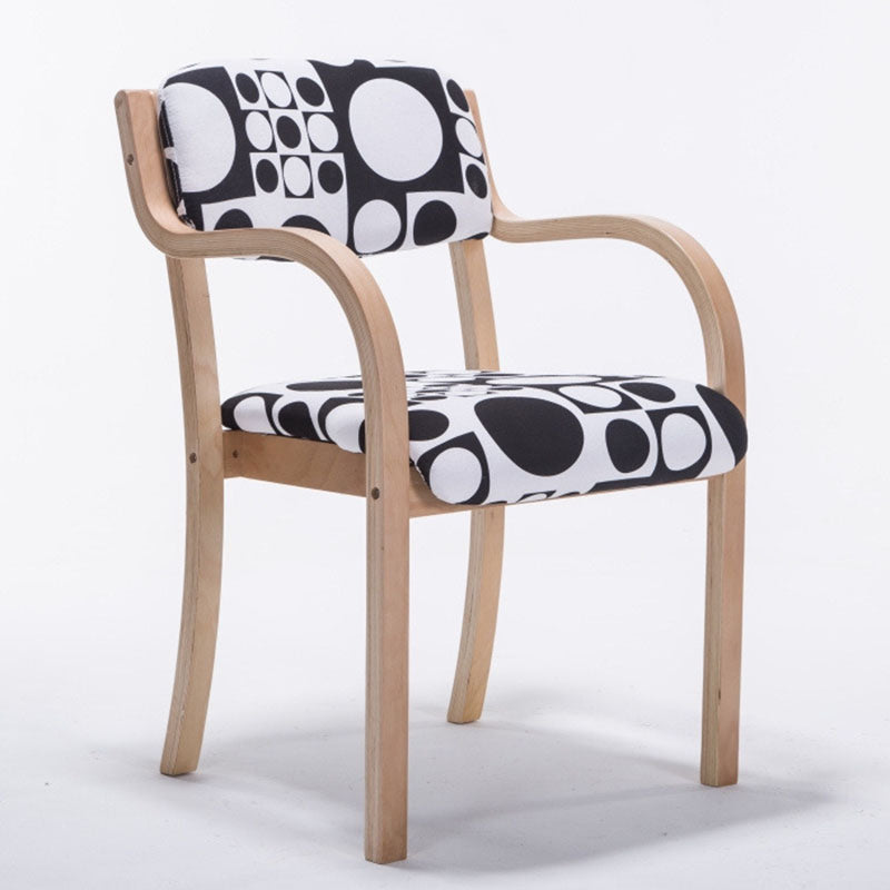 Chaise de salle à manger contemporaine en bois nordique, tissu coton lin, cuir, velours, éponge, dossier carré, accoudoir pour salle à manger 