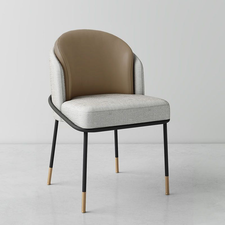 Contemporary Nordic PU Leather Fabric Iron Sponge Square Wraparound Dining Chair Backrest For Living Room