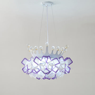 Zeitgenössische kreative Hardware Crown Decor PVC Petal Shade LED Pendelleuchte für Wohnzimmer 