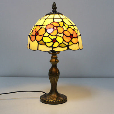 Vintage Tiffany Animal Flower Decoration Stained Glass Dome 1-Light Table Lamp