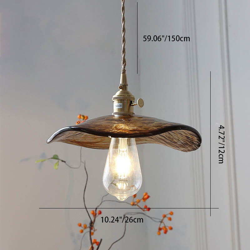 Modern Eclectic Amber Brass Glass Geometric Jar 1-Light Pendant Light For Living Room