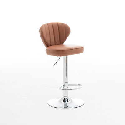 Tabouret de bar carré moderne minimaliste en cuir avec dossier et repose-pieds pour salle à manger 