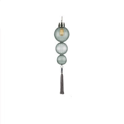 Traditionelle chinesische Pendelleuchte aus Eisen und Glas in Kürbisform mit 1 Flamme für das Wohnzimmer 