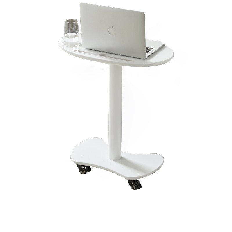 Table basse ovale minimaliste moderne en bois massif et plastique à 4 roues pour salon 