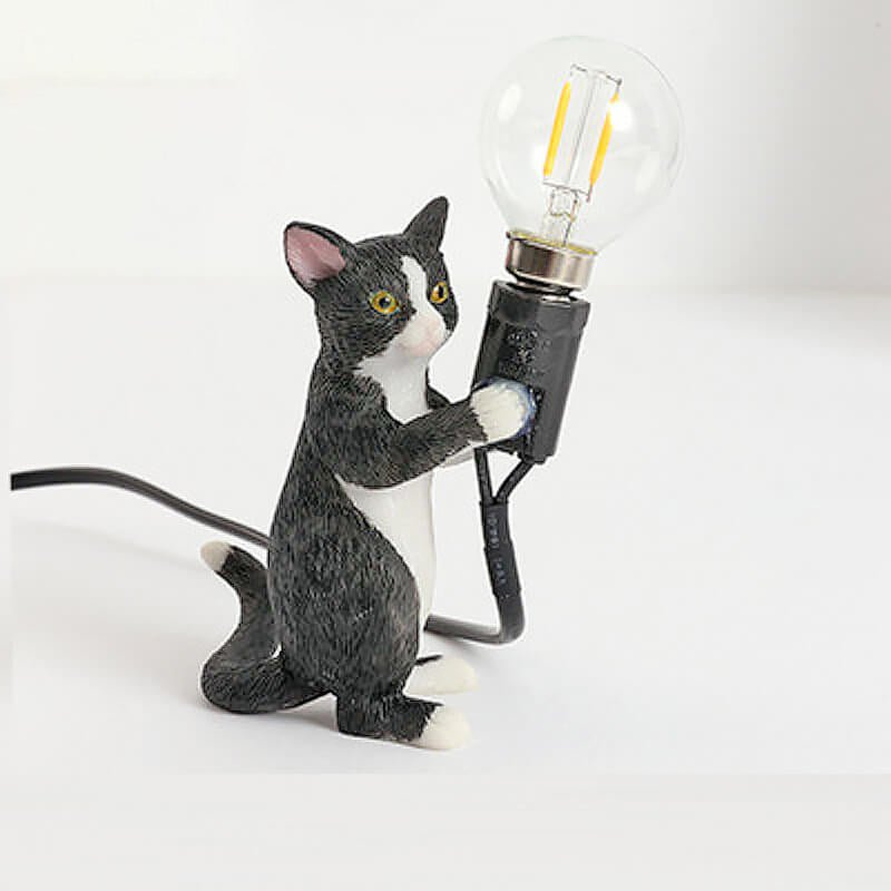 Modern Creative Resin Kitten Decor 1-Light Mini Table Lamp