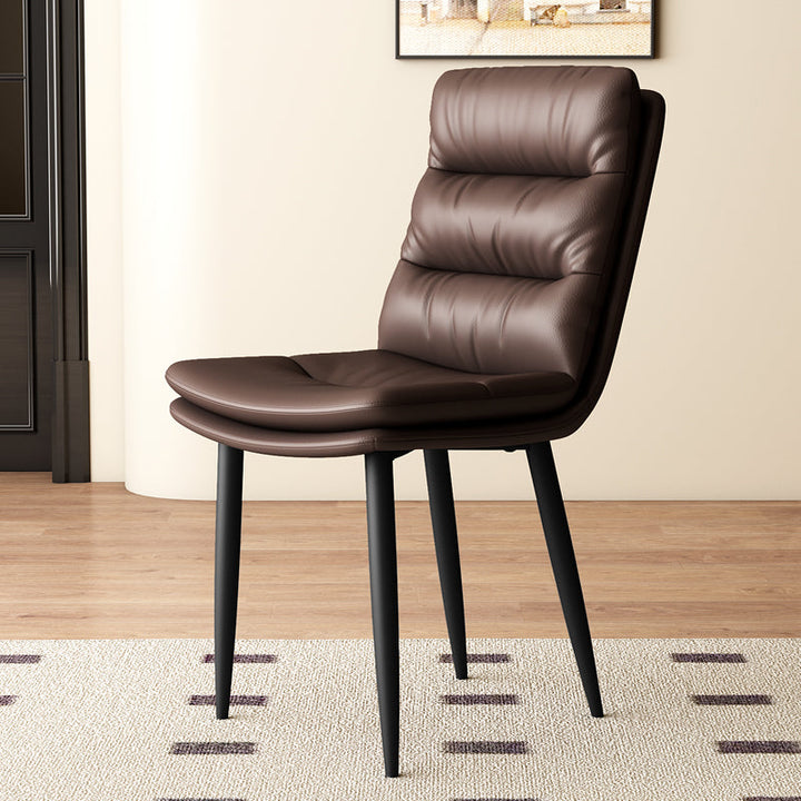 Modern Minimalist Rectangular Microfiber Leather Carbon Steel Dining Chair Backrest Armless For Dining Room