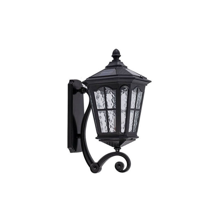 Traditional European Solar Outdoor Lantern Aluminum Glass Waterproof 1-Light Wall Sconce Lamp for Outdoor Patio