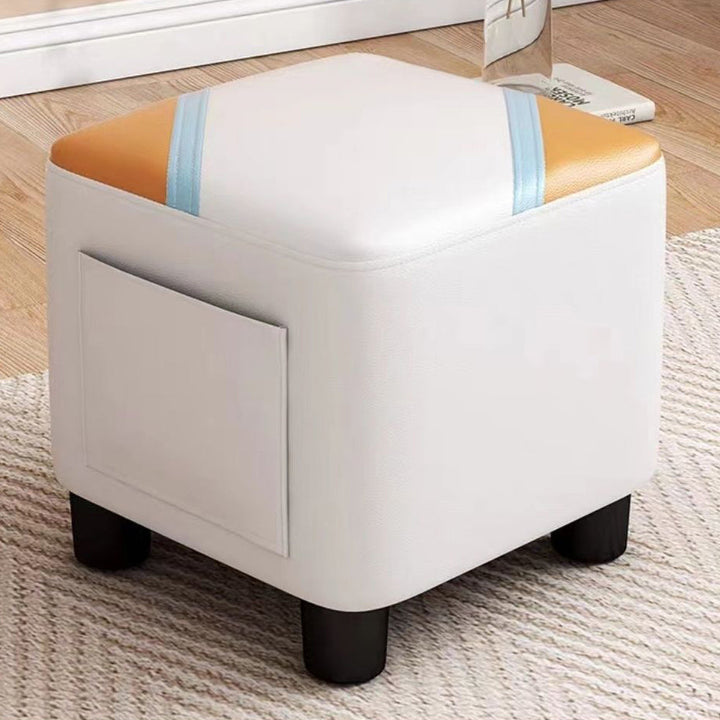 Contemporary Scandinavian Square Synthetic Fabric Wood Low Stool Backless Armless For Living Room