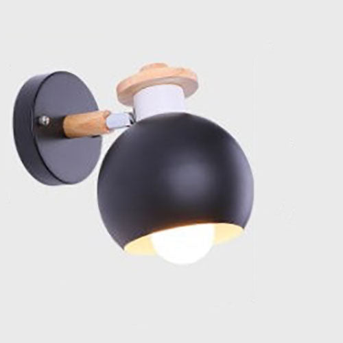 Contemporary Nordic Dome Iron Solid Wood Macaroon 1-Light Wall Sconce Lamp For Bedroom