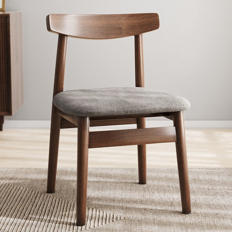 Silla de Comedor Tapizada en Cuero Nappa de Doble Capa Cuadrada Retro Contemporánea con Respaldo Abierto Sin Brazos para Comedor 