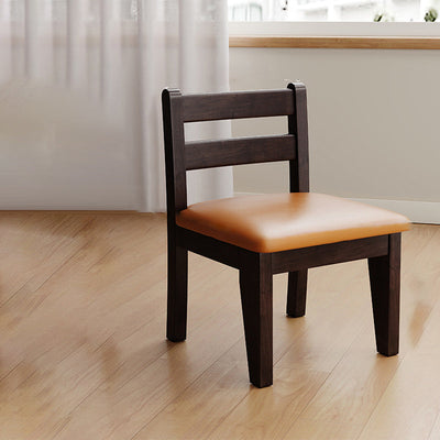 Moderner minimalistischer quadratischer Lederschwamm-Massivholzstuhl Rückenlehne ohne Armlehnen für Wohnzimmer 