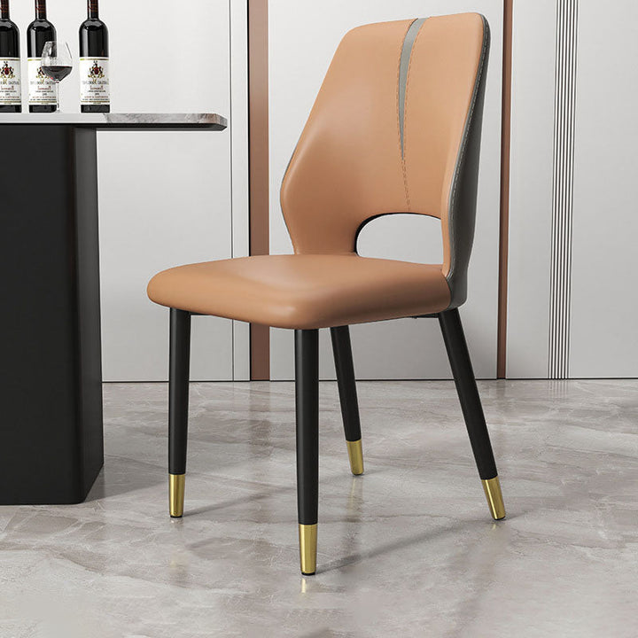 Modern Luxury Square Cushion Faux Leather Carbon Steel Dining Chair Backrest For Dining Room