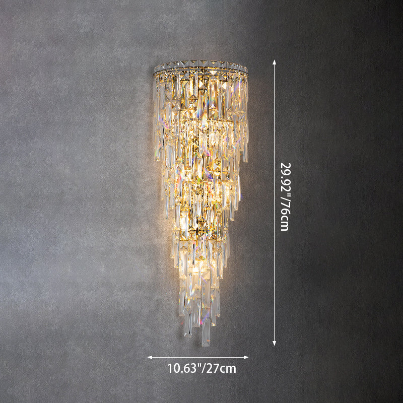 Contemporary Luxury Crystal Tassel Half Post 1-Light Wall Sconce Lamp For Living Room