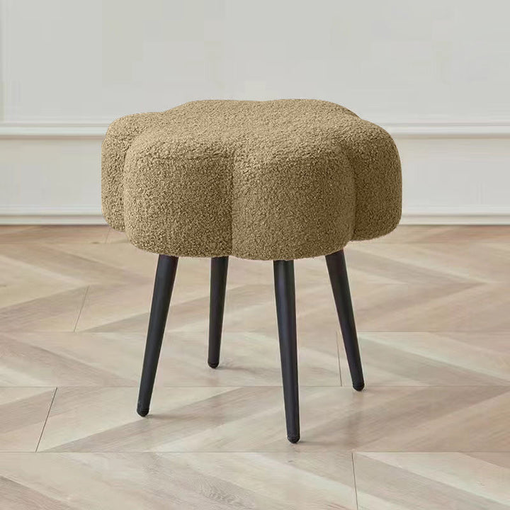 Modern Minimalist Cloud Sherpa Fabric Iron Vanity Stool For Bedroom