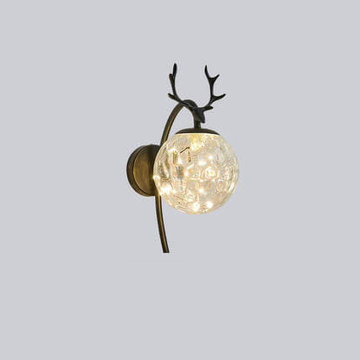 Nordic Light Luxus Eisen Geweih Globus Glas 1-Licht Wandleuchte 