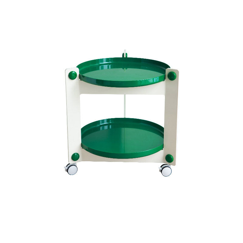 Zeitgenössischer kreativer runder PET-Acryl-Beistelltisch mit 2 Ebenen für das Wohnzimmer 