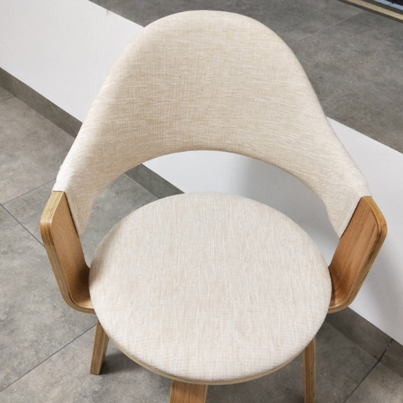 Contemporary Nordic Round PU Leather Upholstered Wood Frame Ergonomic Swivel Chair Backrest Armrest For Home Office