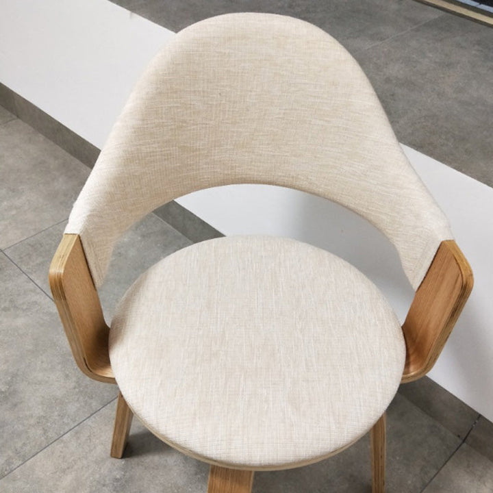 Contemporary Nordic Round PU Leather Upholstered Wood Frame Ergonomic Swivel Chair Backrest Armrest For Home Office