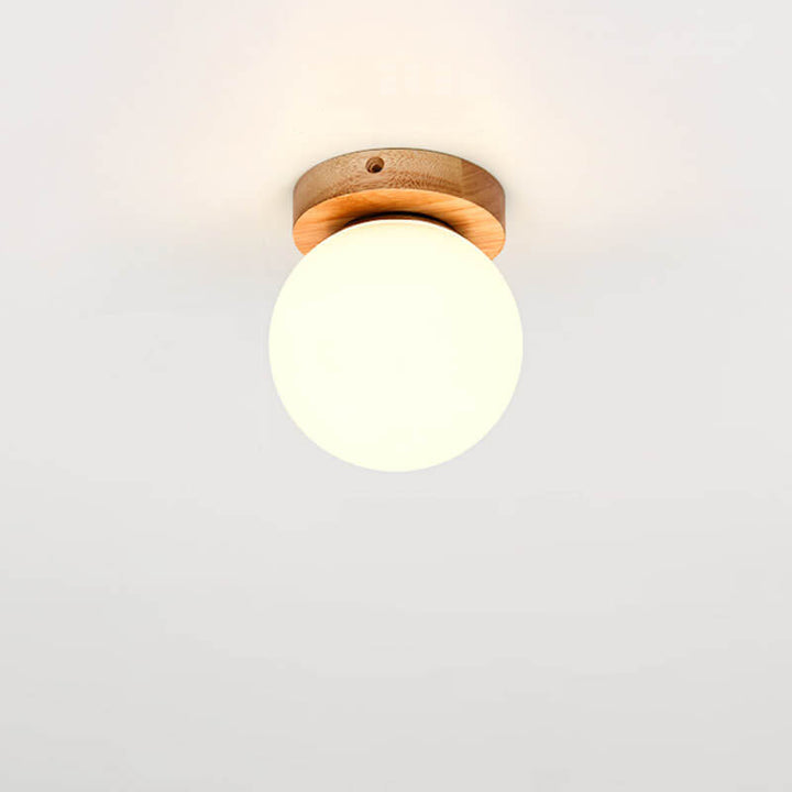 Luz de techo semiempotrada de 1 luz cuadrada circular de madera minimalista nórdica moderna 