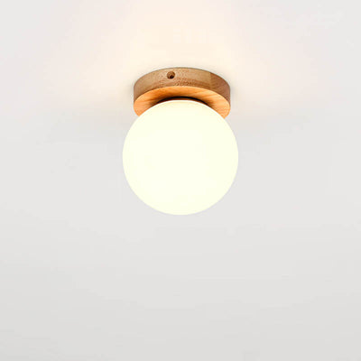 Modern Nordic Minimalist Wood Circular Square 1-Light Semi-Flush Mount Ceiling Light