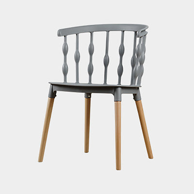 Chaise de salle à manger en plastique PP à lanières verticales créatives contemporaines avec dossier en hêtre pour salle à manger 