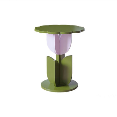 Table basse de salon contemporaine avec plateau en verre ondulé et design tulipe 