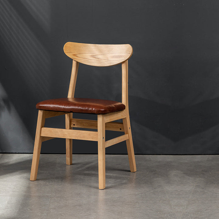 Chaise de salle à manger contemporaine rétro carrée avec dossier en lin rembourré et cadre en bois pour salle à manger 