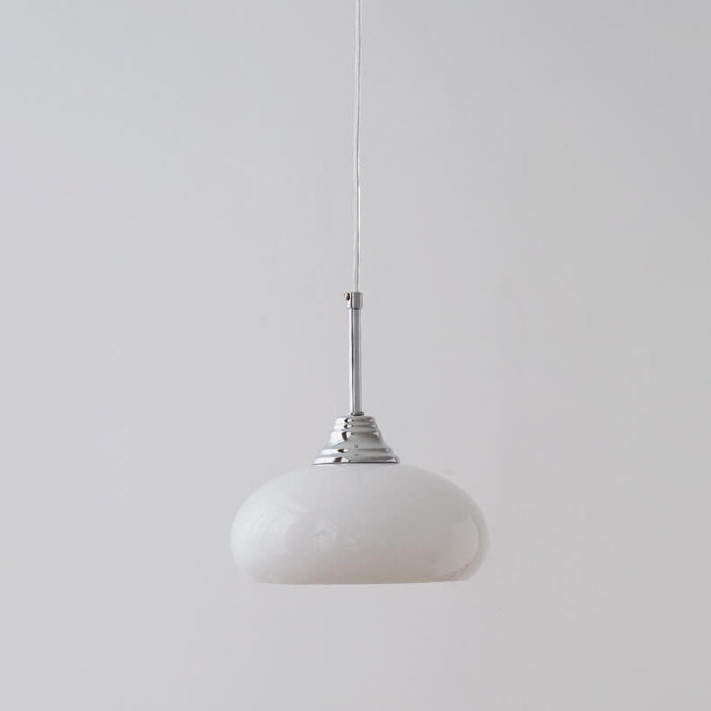 Contemporary Nordic Round Dome Iron Glass 1-Light Pendant Light For Living Room