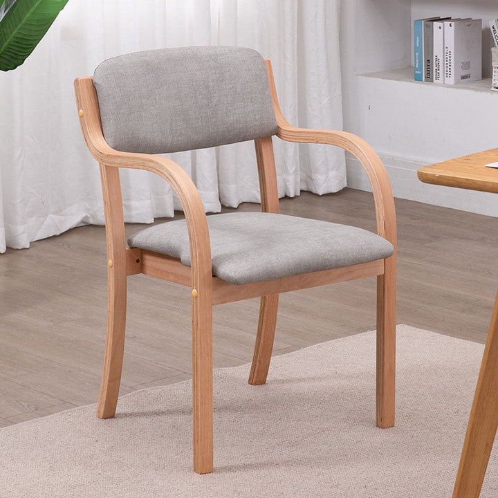 Modern Simplicity Fabric Plywood Sponge Square Curved Dining Chair Backrest Armrest For Dining Room