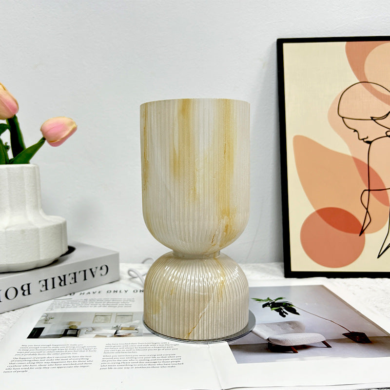 Lampe de table moderne minimaliste en verre cylindre avec entonnoir 1 lumière pour chambre 